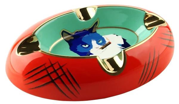 Posacenere Siglo Cat blu/rosso